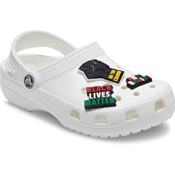 BLM Black Lives Matter Crocs Jibbitz Charms 3 Pack Raised Fist Anti-Racism Fist - Picture 3 of 4